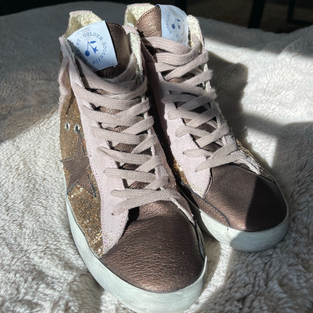 Golden Goose x Bonpoint Hi-Star Glitter Trainer/Sneaker; size 38 made in Italy